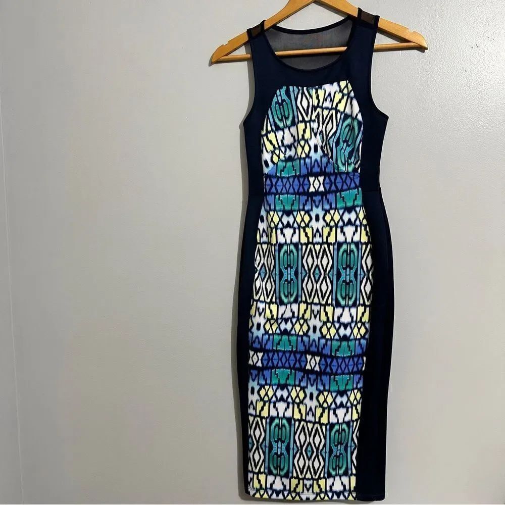 Bailey Blue long colorful fitted dress size S